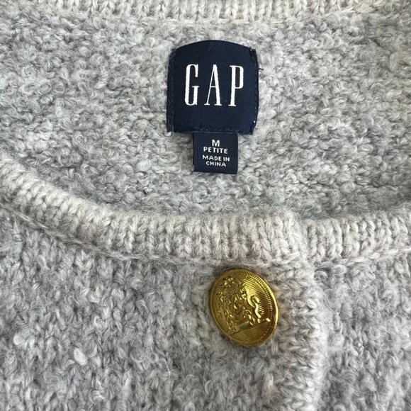 GAP Light Heather Grey Boucle Cropped Sweater Womens Size M Petite - Picture 5 of 14